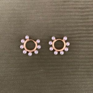 Jcrew gold plated little hoop pearl earrings